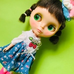 ○受注○Blythe outfit‪ꔛ‬♥苺のバルーンワンピース♥‪(ブルー)ꔛ‬supipi39