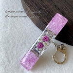 再販♡大人気 キークリップ ♬.*ﾟクラッククォーツ 爆裂水晶 天然石 キラキラ キーチェーン バッグクリップ レジン かすみ草 レースフラワー 