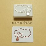 《再販》メッセージ枠　もこもこおんなのこ  その2：消しゴムはんこ。