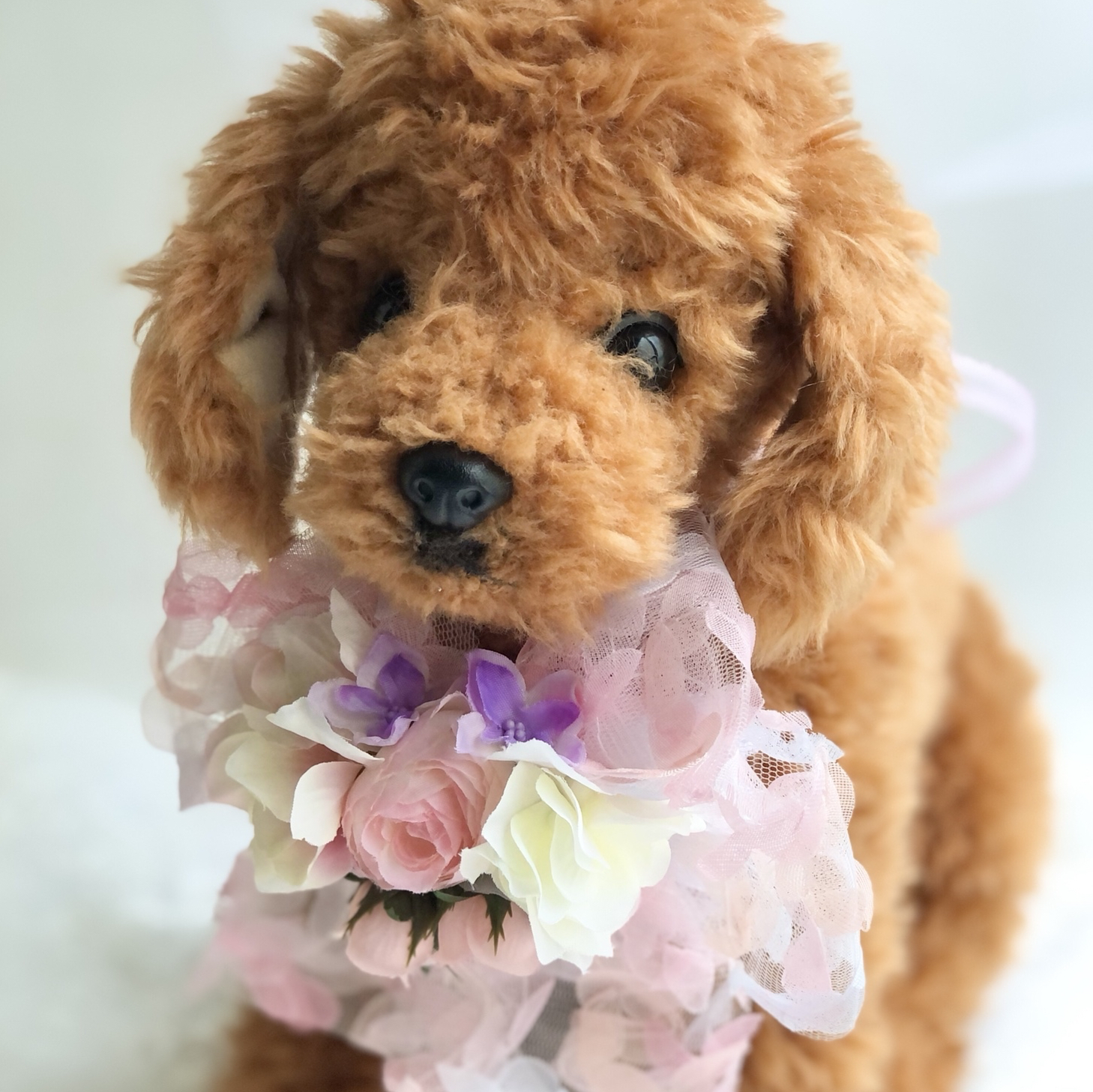 ふわふわヘッドドレス≪ブルー花≫ 犬猫用アクセサリー 写真撮影