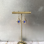 Vintage retro cat's-eye blue stone gold pierces レトロ ヴィンテージ キャッツアイ ブルー ストーン ゴールド ピアス