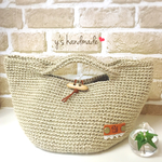 大人可愛いカゴバッグ♡本革♡麻ひもバッグ♡イニシャル入り♡マルシェバッグ♡ナチュラル♡