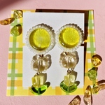🍬KANI×FLOWERキャンディーイヤリング・ピアス(レモン)🍋