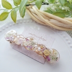 ピンク ホワイト ♡ お花 と パール  ♡  レジン ヘア バレッタ ♡ ギフト ・ フラワー  ・ パール ・ 入学 ・ 卒業 ・ 結婚式