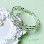 🌱［再販2］湘南海岸からの贈り物🎁　プレナイト　3連　ワイヤー　ブレスレッド　#minne_new  #プレナイト#Swarovski