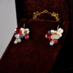 14kgf/[bouquet]ストロベリークォーツxプレシャスオパールピアス