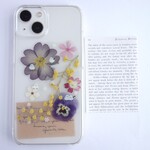 全機種対応　スマホステッカー　スマホケース押し花インナーシート☆３点セット　261　ミモザ　シマエナガ