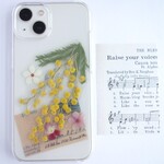 全機種対応　スマホステッカー　スマホケース押し花インナーシート☆３点セット　265　ミモザ