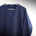 セール70％オフ🔥たった一つの…メンズ🔷17/-コットン天竺🔷ダブルWIロゴアップリケ🔷クルーネック🔷ロングスリーブ🔷Tシャツ🔷Mサイズ🔷ダークブルー