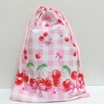 《ご予約済み》チェリー（ピンク）ポケット付お着替え袋