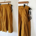 【再×3】からし色▼リネンのすっきり♪ガウチョパンツ▼タック入り