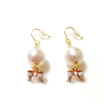 リボンとパールのピアス
