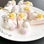 【送料込】桜ショートケーキとおばけマシュマロのボールチェーン