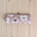 北欧風花柄　がま口ペンケース　口金19.5cm　ラッピング対応可　母の日　くすみピンク　　249