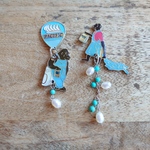 vintagetoffee　vintagepins ゴリラ　気球　balloon　ターコイズ　ヴィンテージ　アンティーク　ピアス　イヤリング　ブルー　　