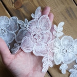 【1m】フラワー　レース  刺繍リボン  ホワイト