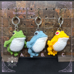 【受注製作】カエル🐸ツノガエル あみぐるみ 回転式カラビナキーホルダー