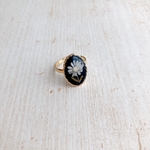 dryflower ring navy楕円/ドライフラワー  レジン
