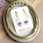 new♡揺れるチューリップのピアス（紫）