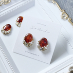 べっ甲×ビジューピアス・イヤリング