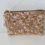 インド刺繍リボン  ファスナーポーチ ヌードピンク