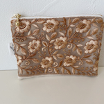 ※訳ありお値下げ※インド刺繍リボン  ファスナーポーチ ベージュ