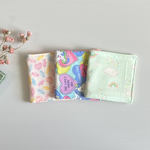 SALE価格6重ガーゼ♡ハーフサイズ♡ミニハンカチ3枚セット♡女の子柄🌈虹、キャンディ、ユニコーン🦄