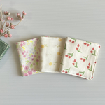 SALE価格6重ガーゼ♡ハーフサイズ♡ミニハンカチ花柄3枚セット♡たんぽぽ、チューリップ、水彩花柄🌷