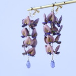藤の花/革花イヤリング･ピアス/パープル/春夏アクセサリー/レザーアート/2023