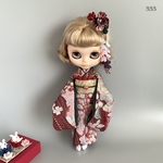 No.333  1/6サイズドール振袖　道長辻ヶ花しぼり金彩　赤茶