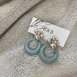 すくみblue ring×silver pearl ピアス・イヤリング