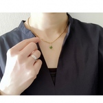 【再販】・ハンドメイド 真鍮とガラスビーズのネックレス(グリーン)