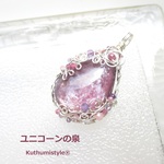 レピドライトペンダント（ワイヤージュエリー☆ワイヤーアクセサリー☆ワイヤーラッピング天然石ネックレス☆KuthumistyleⓇ☆クツミスタイル☆only minne ）