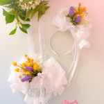 ペット用　チョーカー&カチューシャセット💐ミモザ🍾💐ホワイト🎀robe🎀