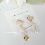 ひし形 × お花 パール ❁︎ ボタニカル レジン ピアス / イヤリング