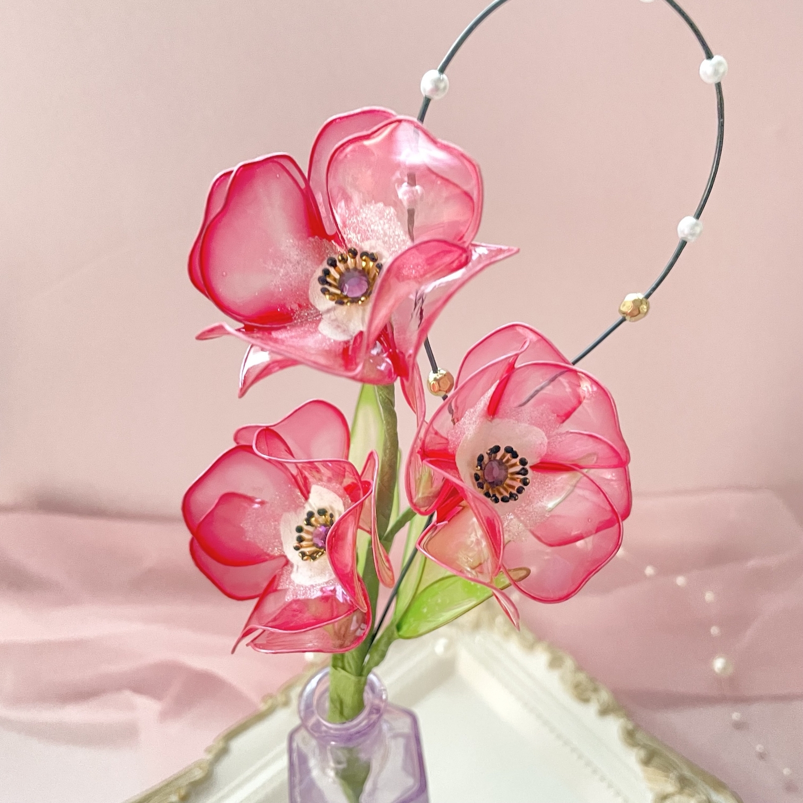 風の花♡アネモネ(お色変更可。ビーズピックは別料金)☆ディップ
