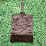 28×22★訳あり品★上靴袋★恐竜 カフェオレ×ブラウンデニム　上履き入れ
