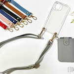 【全機種対応】puレザー カードケース+ショルダー ストラップ付き スマホケース スマホショルダーカバー 長さ調節 刻印