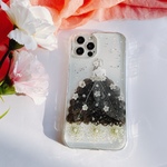 黒のドレス 名入れ可 押し花スマホケース全機種対応  iPhone14 iPhone11Pro iPhone12mini iPhone13promax手帳型は作れます