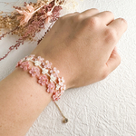 ピンク の 小さなお花畑 ブレスレット レース編み フラワー