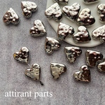 ⟬ 6個 ⟭ ハート型 デコボコ ビーズ シルバー