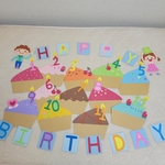 壁面装飾 誕生日表☆カラフルショートケーキ