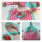 ◎nya・・さまオーダー品　　～strawberry～　ピンクの水玉　ランチョンマット、お弁当袋など4点