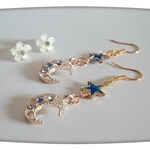 2点1セット🌙三日月🌛と星のピアス(ブルー)と黄色の🌼お花🌼のミニピアス