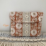 jewel porch 〜 2way インド刺繍リボンの蓋付きポーチ　アプリコットピーチ
