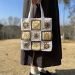 ちょっとそこまで♪ クロシェ編み　トートバッグ　『ホワイト×ブラウン』春夏バッグ