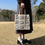 クロシェ編み　トートバッグ　段染めニュアンスカラー　＊革持ち手　春夏バッグ