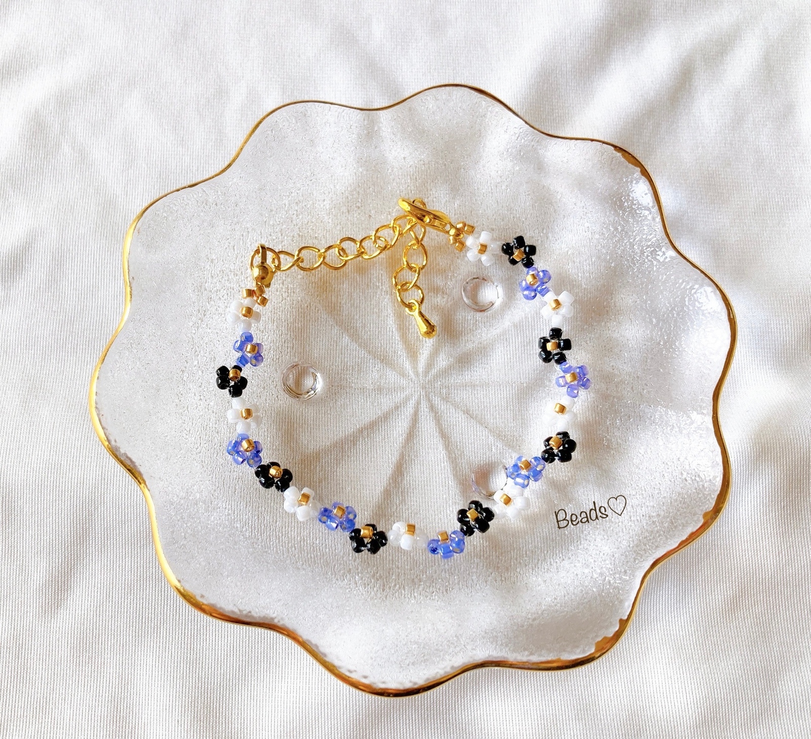 Anisha♢ビーズブレスレット♢blue SHUMAILシュメールブランドマリアメダイミックスビーズ