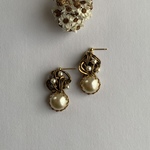 vintage : パールと真鍮チェーンのピアス✳︎イヤリング　アレルギー対応