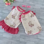袖フリルワンピース✩.*˚花うさぎ（ピンク）